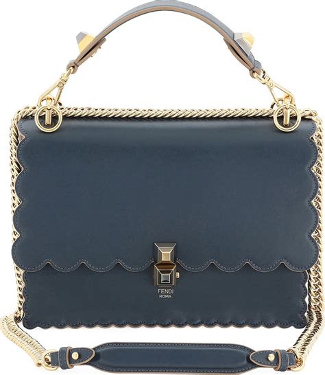 fendi kan i scalloped leather shoulder bag|Fendi zip pocket shoulder bags.